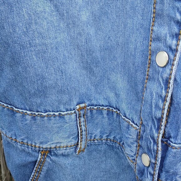 Girl's Carter's Blue Denim Button Up Dress with Pocket & Belt Loops - 6 - Picture 7 of 12